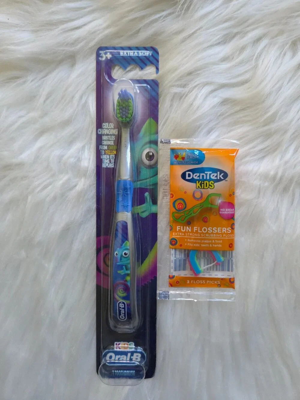 Kids Oral B Color Changing Toothbrush & Dentek Kids Fun Flossers